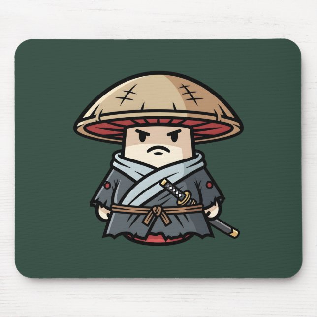 Alfombrilla De Ratón Funny Mushroom Ronin Wandering Samurai Illustratio (Frente)