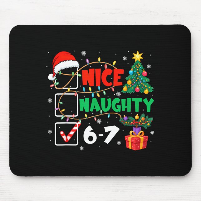 Alfombrilla De Ratón Funny Nice Naughty 6 7 Christmas 67 Meme Xmas Men  (Frente)