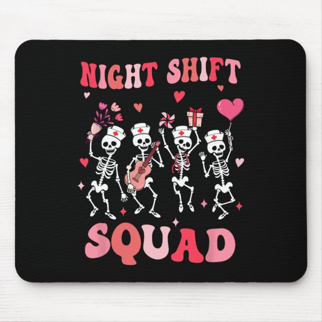 Alfombrilla De Ratón Funny Night Shift Squad Nurses Skeleton Dancing Va (Frente)