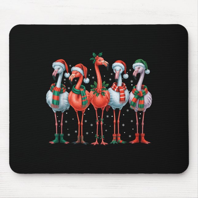 Alfombrilla De Ratón Funny Nk Flamingos Merry Christmas Tree Xmas Snowf (Frente)