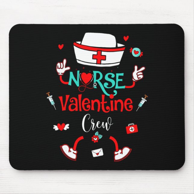 Alfombrilla De Ratón Funny Nurse Valentines Day Nurse Crew Family Group (Frente)