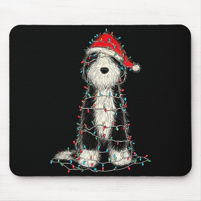 Alfombrilla De Ratón Funny Old English Sheepdog Christmas Graphics Dog  (Frente)