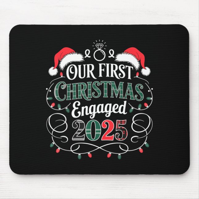 Alfombrilla De Ratón Funny Our First Christmas Engaged 2025 Couples Paj (Frente)