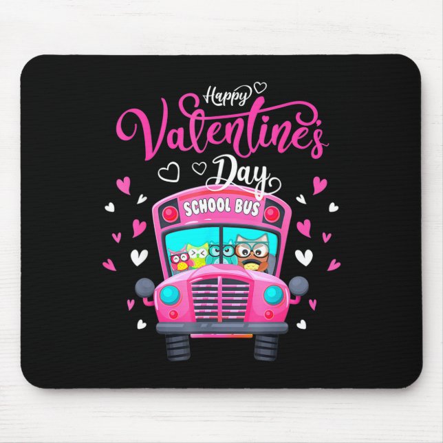 Alfombrilla De Ratón Funny Owls School Bus Driver Happy Valentines Day  (Frente)