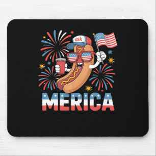 Alfombrilla De Ratón Funny Patriotic Hotdog estilo americano 4 De Julio