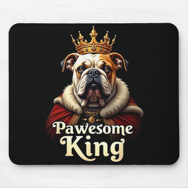Alfombrilla De Ratón Funny Pawesome English Bulldog King Dog Art  (Frente)