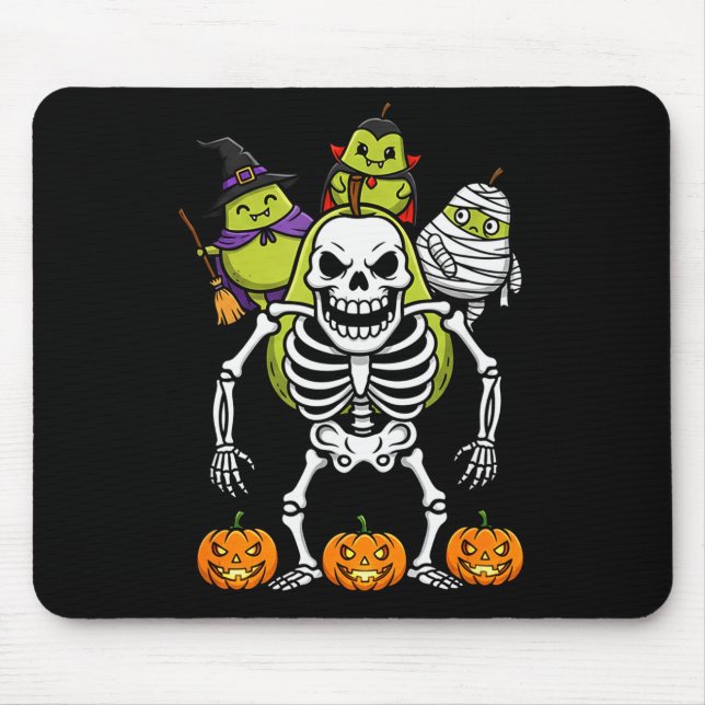 Alfombrilla De Ratón Funny Pear Skeleton Mummy Witch Halloween Kids Men (Frente)