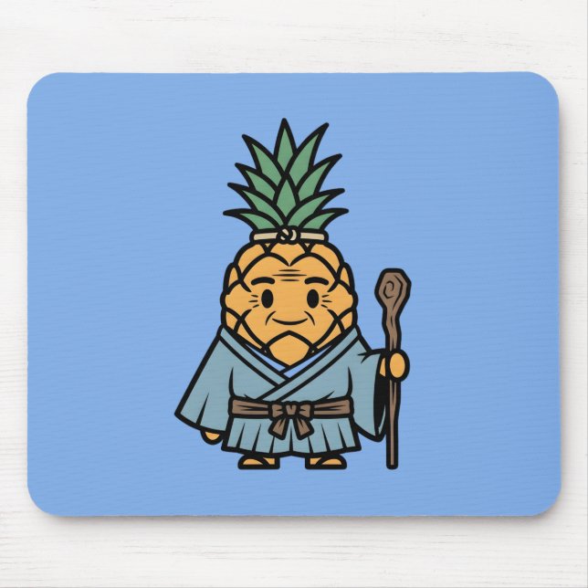 Alfombrilla De Ratón Funny Pineapple Sensei Master Samurai Illustration (Frente)