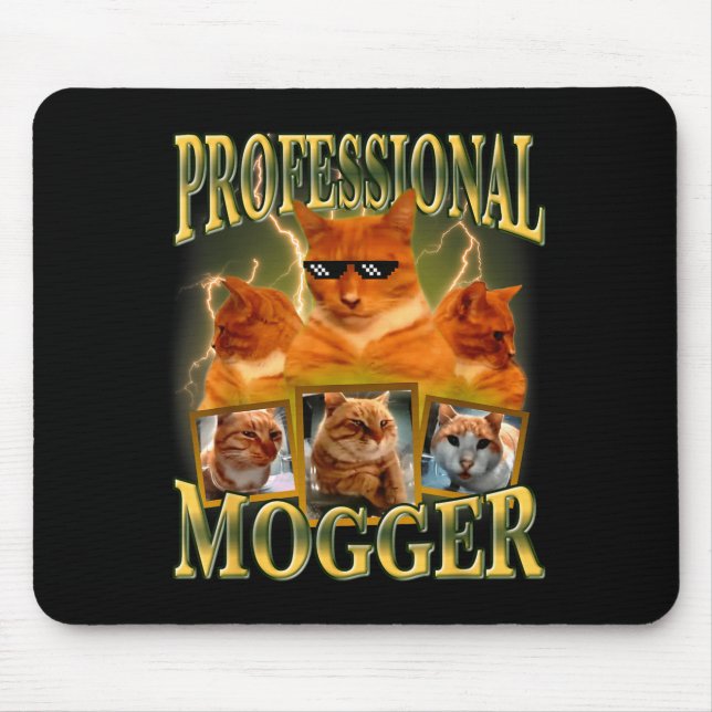 Alfombrilla De Ratón Funny Professional Mogger Cat Meme Mewing Looksmax (Frente)