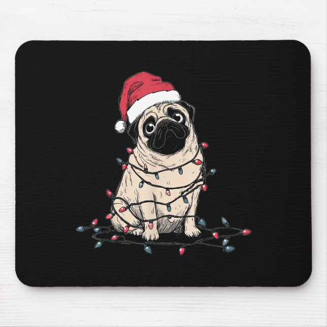 Alfombrilla De Ratón Funny Pug Christmas Graphics Dog Lights Lover Owne (Frente)