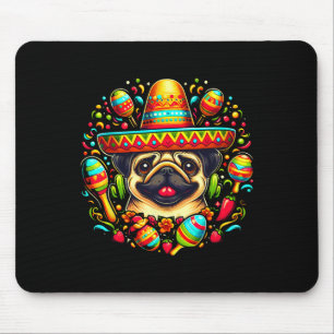 Alfombrilla De Ratón Funny Pug Cinco De Mayo Cute Sombrero De Perro Mex
