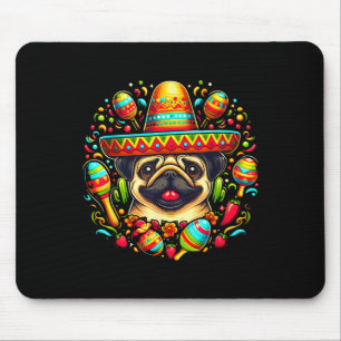 Alfombrilla De Ratón Funny Pug Cinco De Mayo Cute Sombrero De Perro Mex