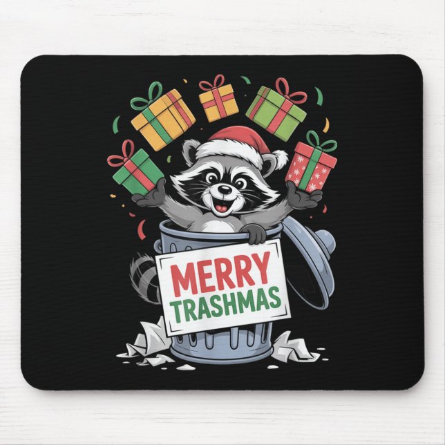 Alfombrilla De Ratón Funny Raccoon Christmas Trash Panda Xmas Merry Tra (Frente)