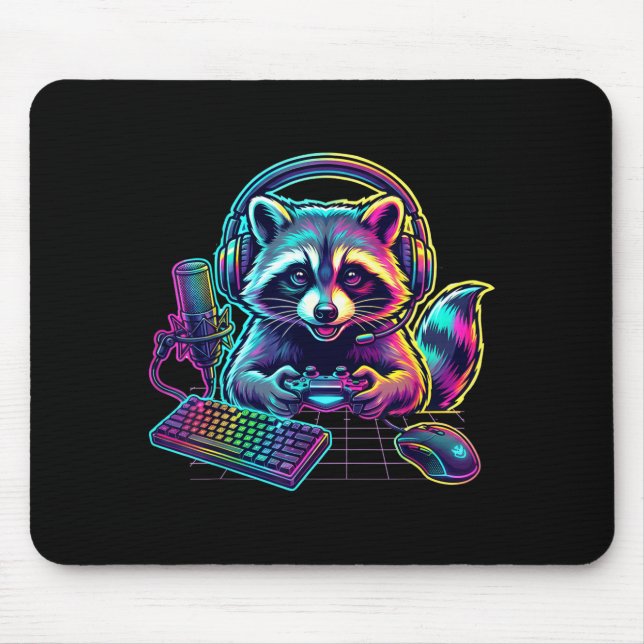 Alfombrilla De Ratón Funny Raccoon Gamer Video Game Gaming Lover  (Frente)