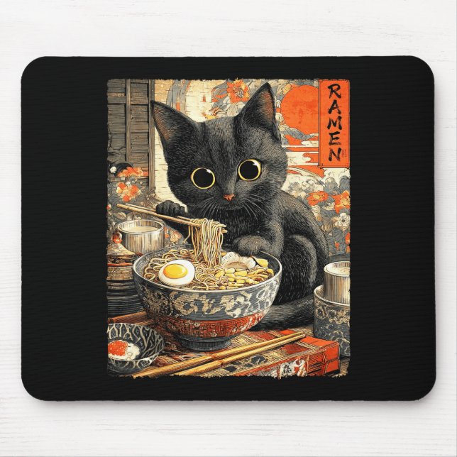 Alfombrilla De Ratón Funny Ramen Cat Noodle Lovers Anime Otaku  (Frente)