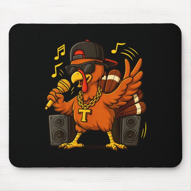 Alfombrilla De Ratón Funny Rapper Turkey_hip Hop Thanksgiving Day Drip  (Frente)