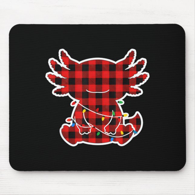 Alfombrilla De Ratón Funny Red And Black Buffalo Plaid Axolotl Christma (Frente)