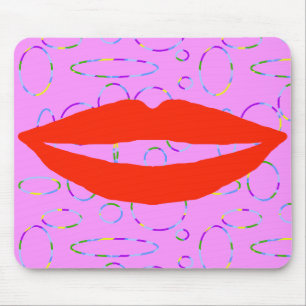 Alfombrilla De Ratón Funny Red Lips Circles