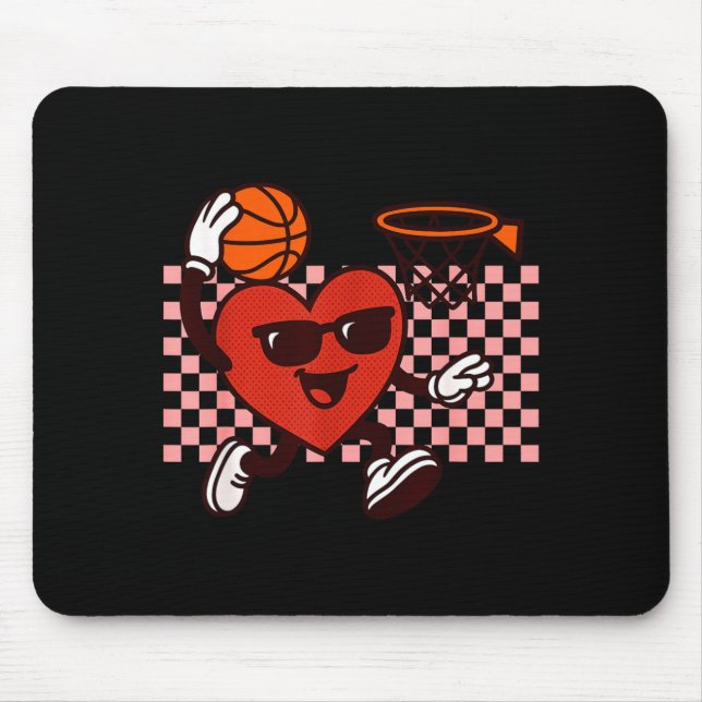 Alfombrilla De Ratón Funny Retro Heart Graphic Basketball Player Kids V (Frente)