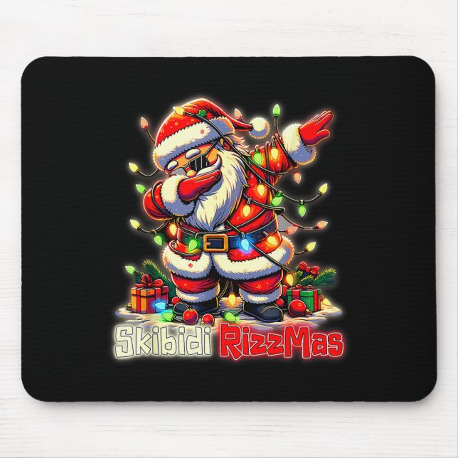 Alfombrilla De Ratón Funny Rizz Santa Claus Dabbing Christmas Skibidi R (Frente)