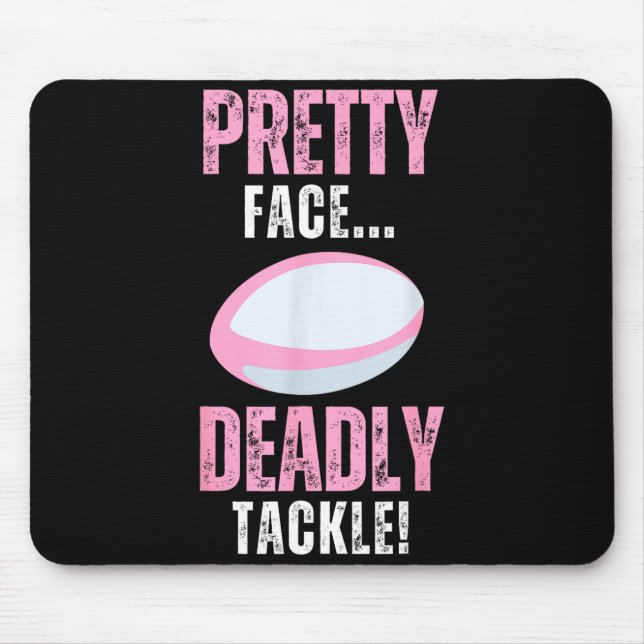 Alfombrilla De Ratón Funny Rugby Gift For Girls Pretty Face Deadly Tack (Frente)