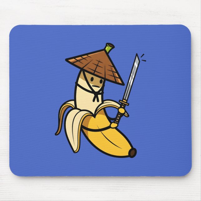 Alfombrilla De Ratón Funny Samurai Banana Ronin Cartoon Illustration (Frente)