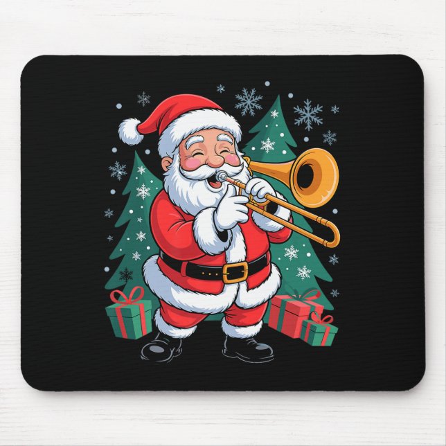 Alfombrilla De Ratón Funny Santa Christmas Design Trombone Holiday Xmas (Frente)