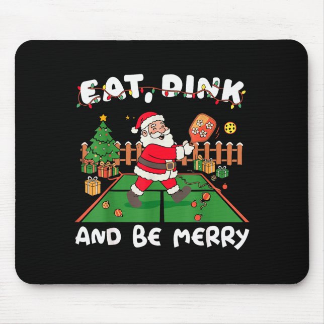Alfombrilla De Ratón Funny Santa Ckleball Christmas Eat Dink And Be Mer (Frente)