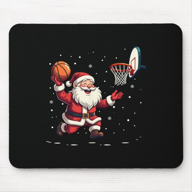 Alfombrilla De Ratón Funny Santa Claus jugando básquetbol, Feliz Navida (Frente)