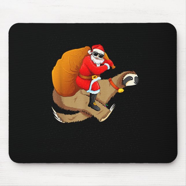 Alfombrilla De Ratón Funny Santa Claus Riding Sloth Christmas Boys Men  (Frente)