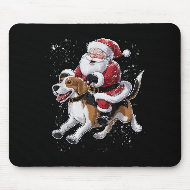 Alfombrilla De Ratón Funny Santa Claus viajando con Navidades de perros (Frente)