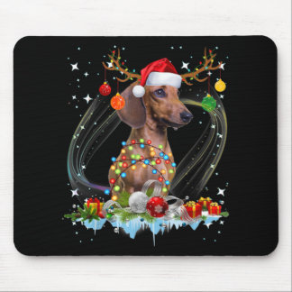 Alfombrilla De Ratón Funny Santa Dachshund Reindeer Light Navidades