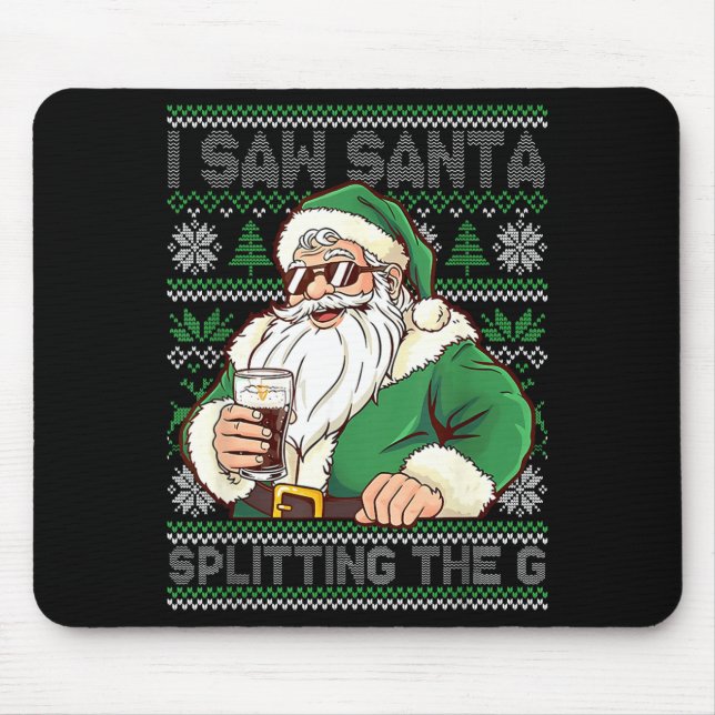Alfombrilla De Ratón Funny Santa Drinking Beer Splitting G Christmas Ad (Frente)