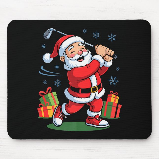 Alfombrilla De Ratón Funny Santa Playing Golf Holiday Christmas Xmas Pa (Frente)