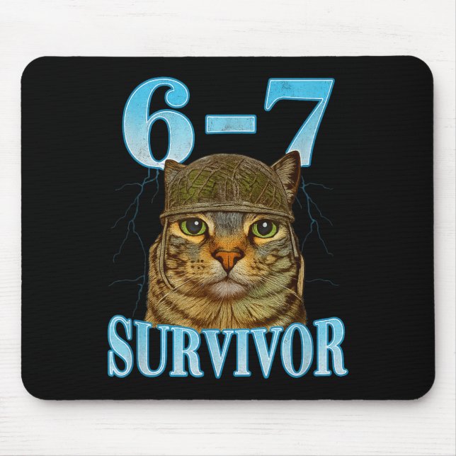Alfombrilla De Ratón Funny Saying 67 Cats Tummy Ache Survivor Cat Meme  (Frente)