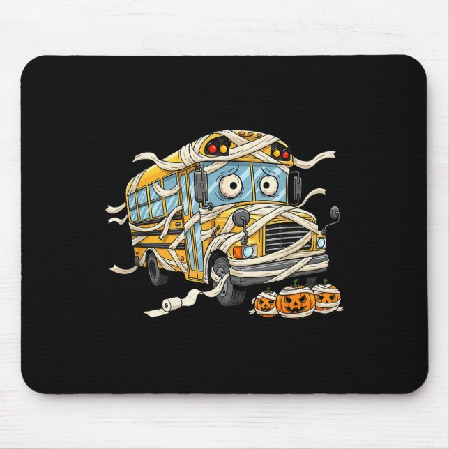 Alfombrilla De Ratón Funny School Bus Mummy Pumpkin Halloween Kids Mens (Frente)