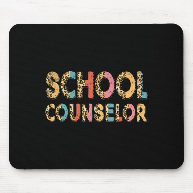 Alfombrilla De Ratón Funny School Counselor Teacher Leopard School Coun (Frente)