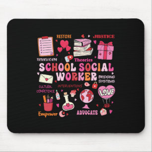 Alfombrilla De Ratón Funny School Social Worker Heart Día de San Valent