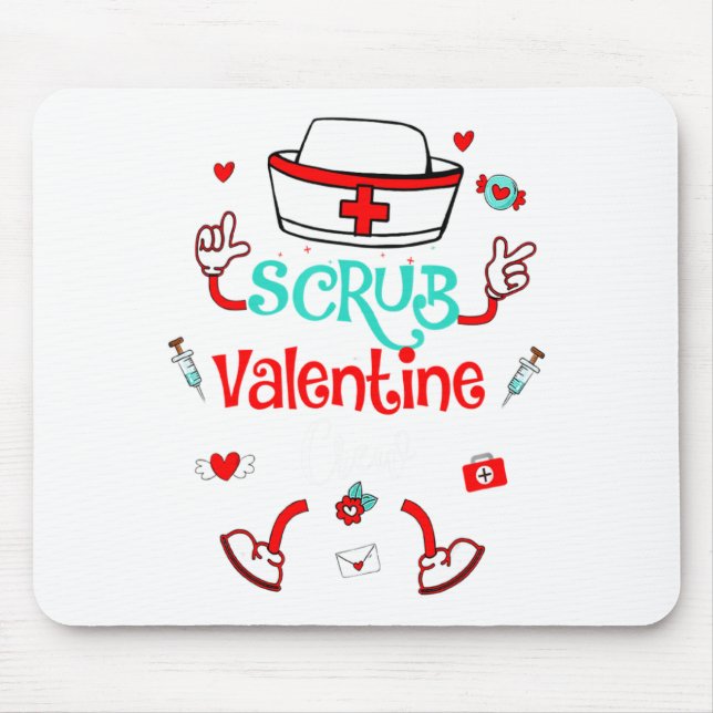 Alfombrilla De Ratón Funny Scrub Valentines Day Nurse Crew Family Group (Frente)