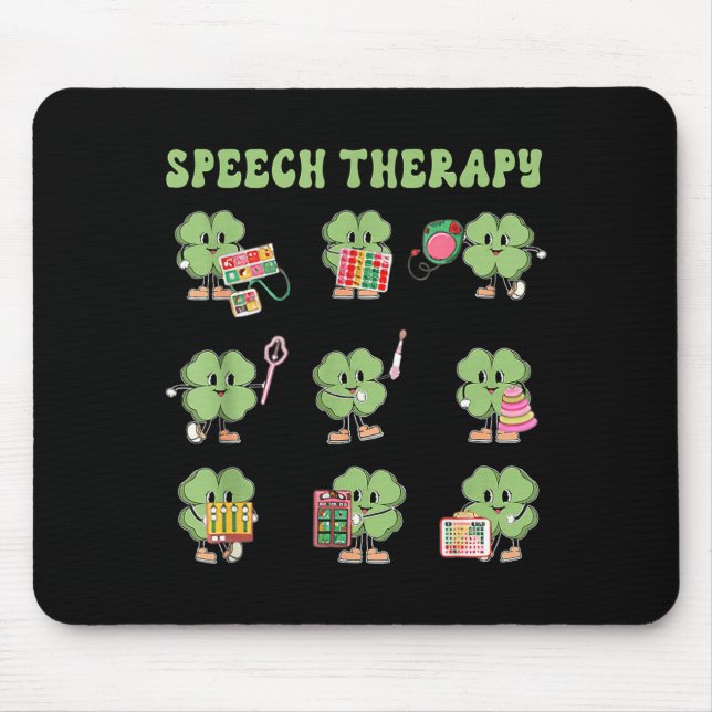 Alfombrilla De Ratón Funny Shamrock Speech Therapy St Patrick's Day Slp (Frente)