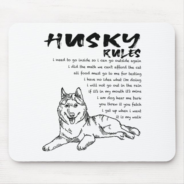 Alfombrilla De Ratón Funny Siberian Husky Dog Hand Drawn Art Men Women  (Frente)