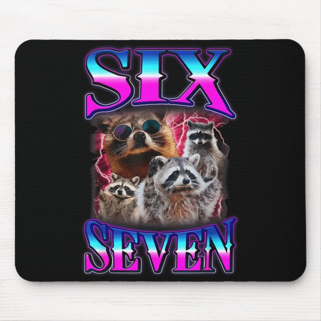 Alfombrilla De Ratón Funny Six Seven 67 Meme 67 Racoon Meme Bootleg Gra (Frente)