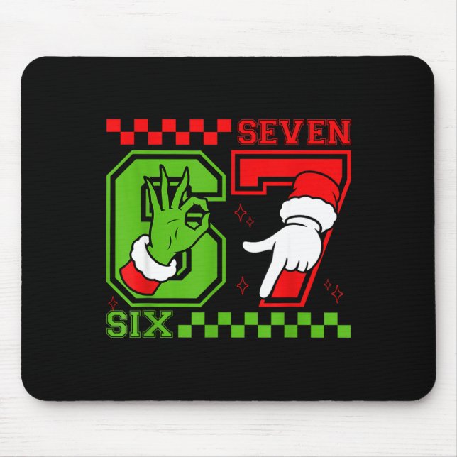 Alfombrilla De Ratón Funny Six Seven 67 Meme 6 7 Christmas Elf Hand Boy (Frente)