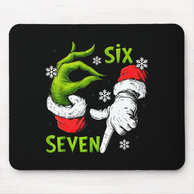 Alfombrilla De Ratón Funny Six Seven 67 Meme 6 7 Christmas Elf Hand Boy (Frente)
