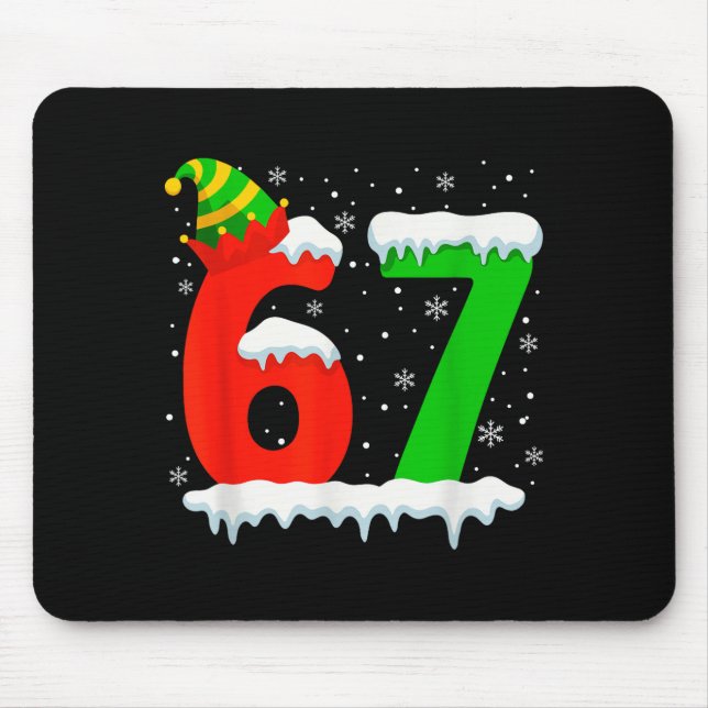 Alfombrilla De Ratón Funny Six Seven 67 Meme Saying 6 7 Elf Christmas T (Frente)