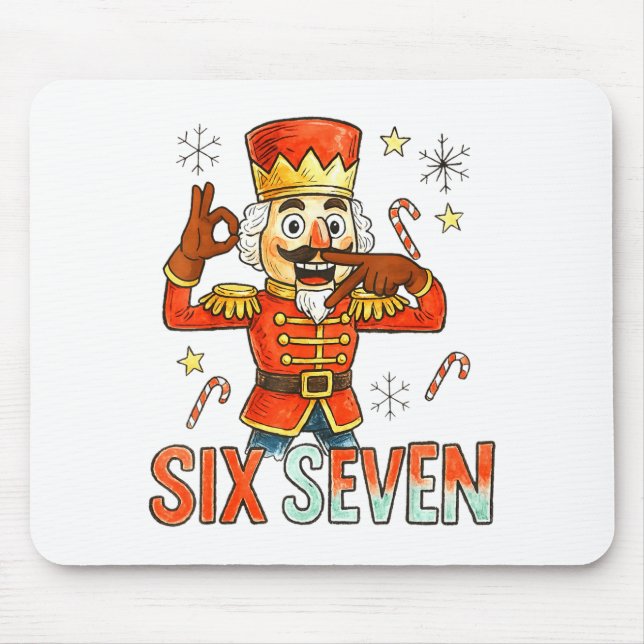 Alfombrilla De Ratón Funny Six Seven Meme Christmas Nutcracker Men Wome (Frente)