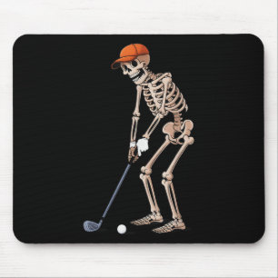 Alfombrilla De Ratón Funny Skeleton Golf Player Golfer Men Dad Hallowee