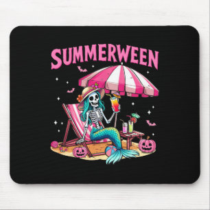 Alfombrilla De Ratón Funny Skeleton Summerween Mermaid Beach Halloween