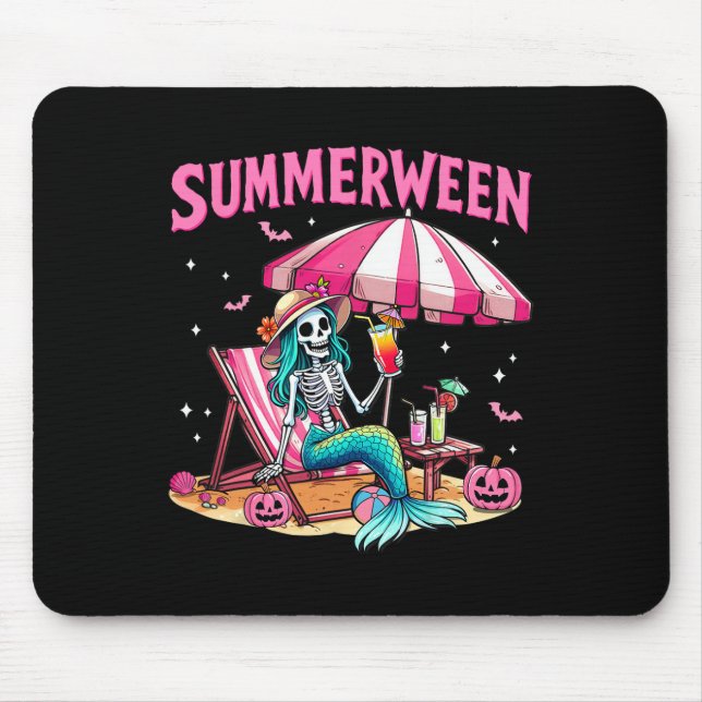 Alfombrilla De Ratón Funny Skeleton Summerween Mermaid Beach Halloween (Frente)