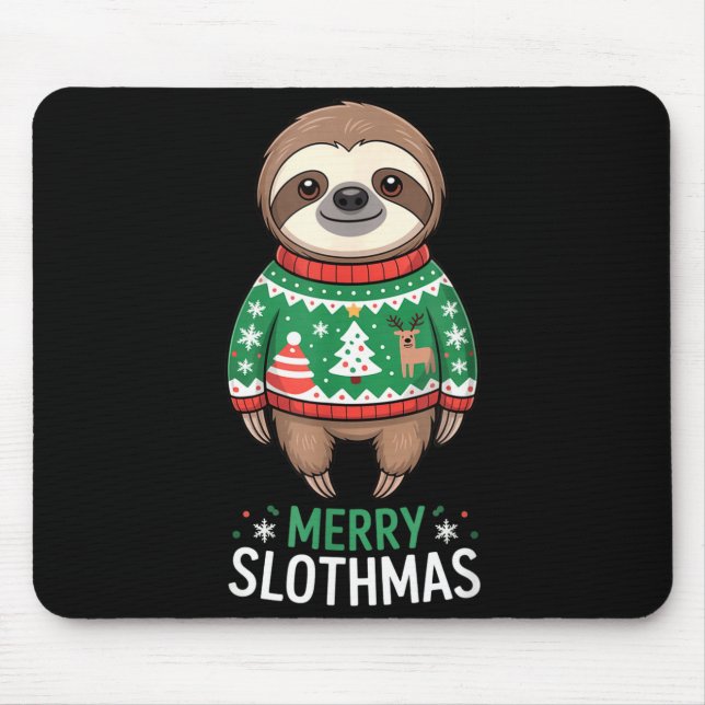 Alfombrilla De Ratón Funny Sloth Lover Christmas Merry Slothmas Ugly Ho (Frente)